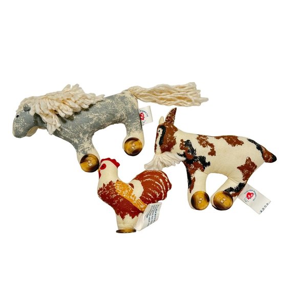 Tender Heart Treasures Horse Goat Chicken Button Plush Animals Collectibles 1993 - Picture 1 of 8
